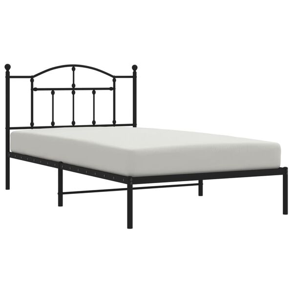 vidaXL Metal Bed Frame without Mattress with Headboard Black 107x203cm