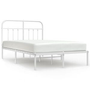 vidaXL Metal Bed Frame without Mattress with Headboard White 120x200cm