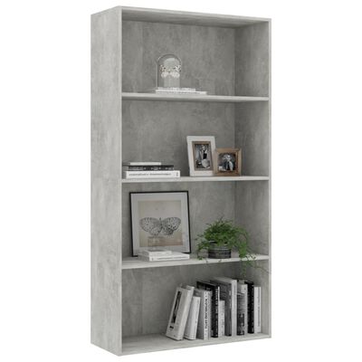 vidaXL 4-Tier Book Cabinet Concrete Grey 80x30x1515 cm Engineered Wood