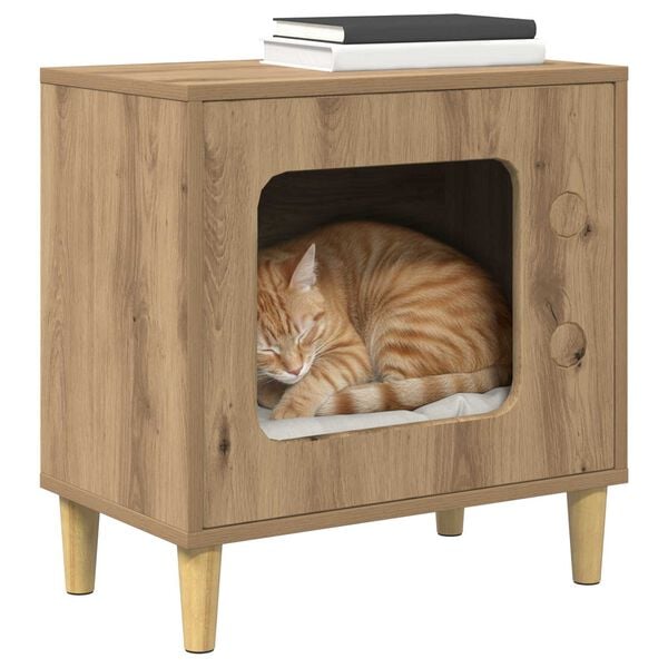 vidaXL Cat House Artisian Oak 51 x 30 x 52 cm Engineered Wood