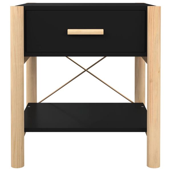 vidaXL Bedside Table Black 42x38x45 cm Engineered Wood