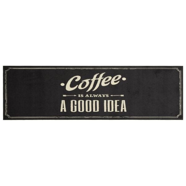 vidaXL Kitchen Rug Washable Coffee Text 45x150 cm Velvet
