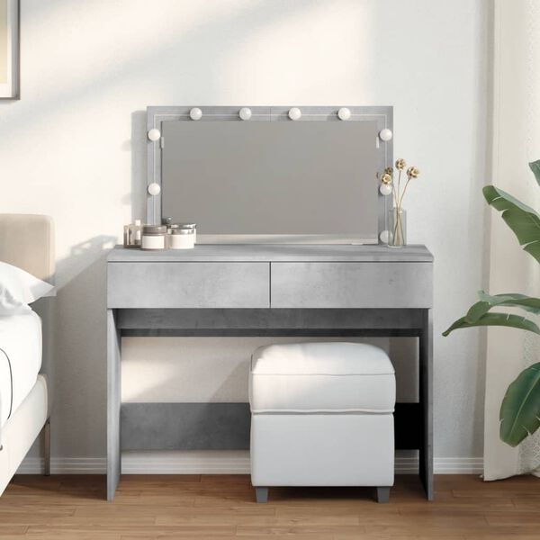 vidaXL Dressing Table with LED Concrete Grey 100x40x120 cm