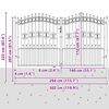 vidaXL Fence Gate with Spear Top with Lock Grey 305 x 175 cm Steel