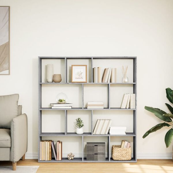 vidaXL Book Cabinet Grey Sonoma 132x29x141.5 cm Engineered Wood