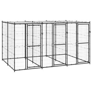 vidaXL Outdoor Dog Kennel Steel with Roof 7.26 m&sup2;