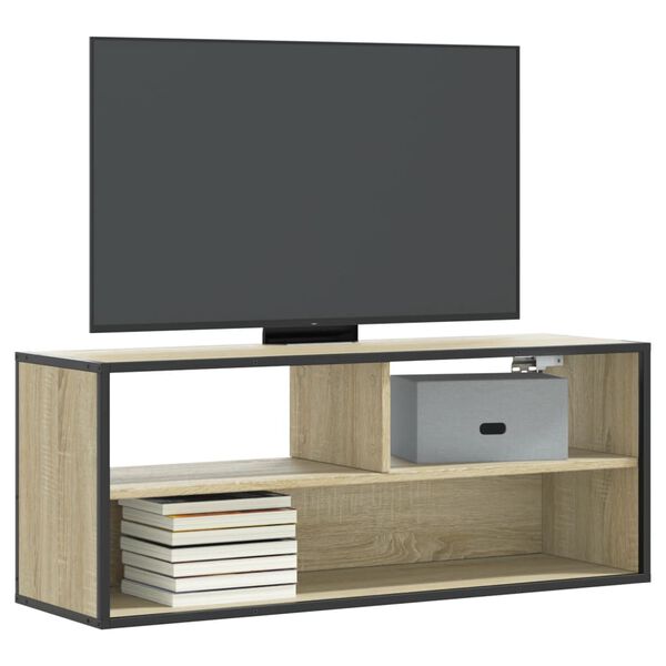 vidaXL TV Cabinet Sonoma Oak 100x31x39.5 cm Engineered Wood and Metal