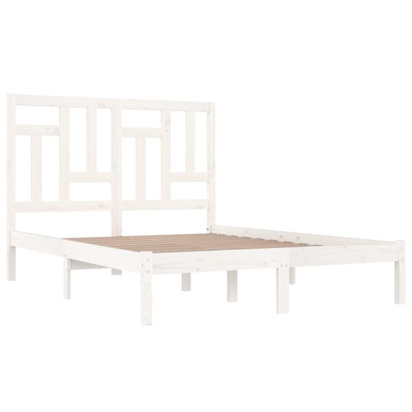 vidaXL Bed Frame without Mattress White 150x200 cm King Size Solid Wood Pine