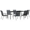 vidaXL 7 Piece Garden Dining Set Black Steel and Textilene