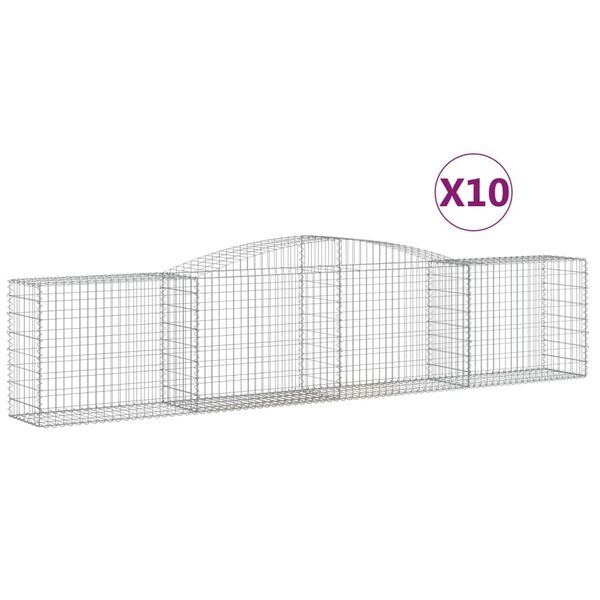 vidaXL Arched Gabion Baskets 10 pcs 400x50x80/100 cm Galvanised Iron