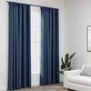 vidaXL Linen-Look Blackout Curtains with Hooks 2 pcs Blue 140x225 cm