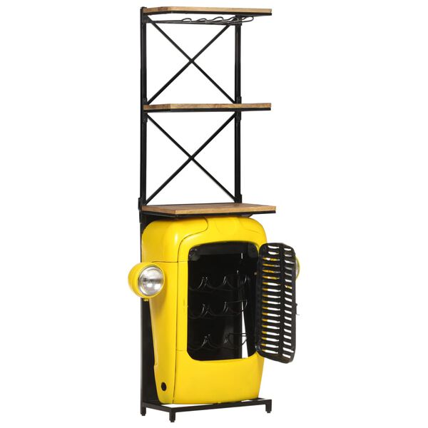 vidaXL Tractor Wine Cabinet Yellow 49x31x172 cm Solid Mango Wood