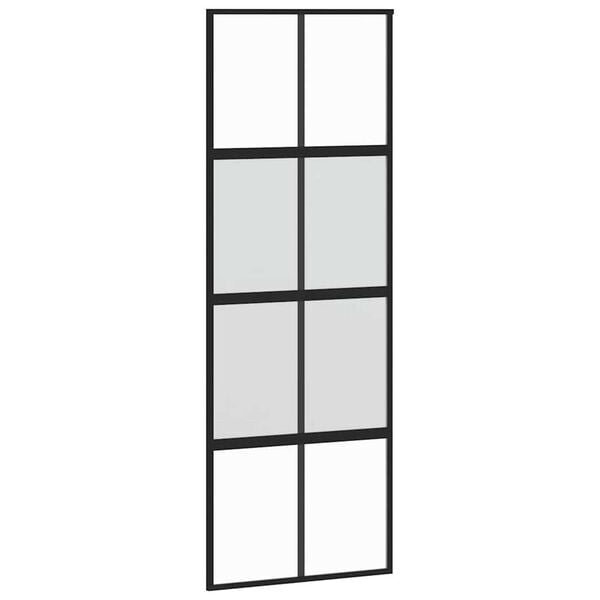vidaXL Sliding Door with Hardware Set 76x205 cm Tempered Glass&Aluminium