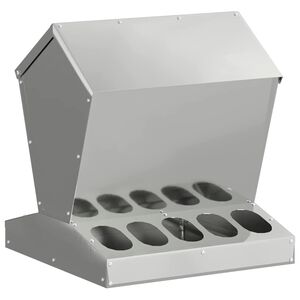 vidaXL Chicken Feeder Silver 40 x 40 x 45 cm Galvanised Steel