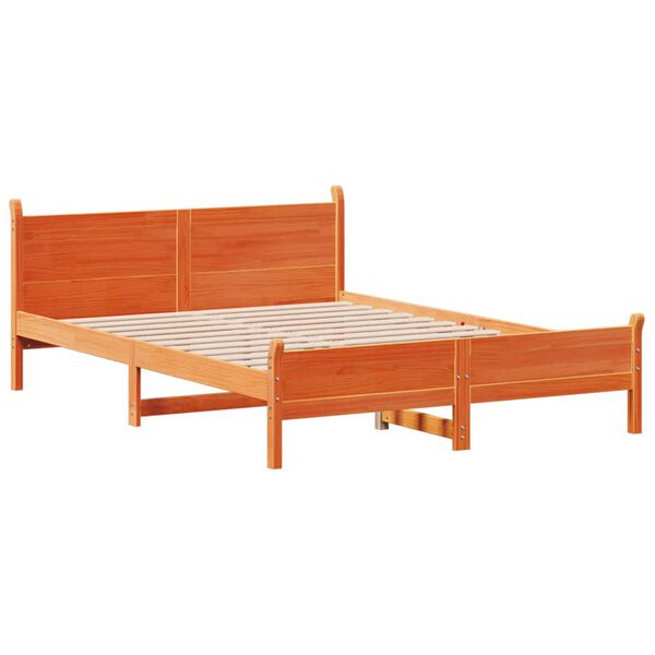 vidaXL Bed Frame without Mattress Wax Brown 140x190 cm Solid Wood Pine