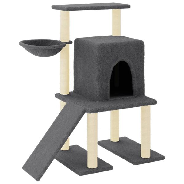 vidaXL Cat Tree with Sisal Scratching Posts Dark Grey 96.5 cm