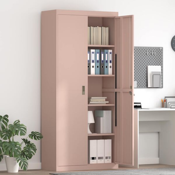 vidaXL Storage Cabinet 2 pcs Pink 90 x 40 x 200 cm Cold-Rolled Steel