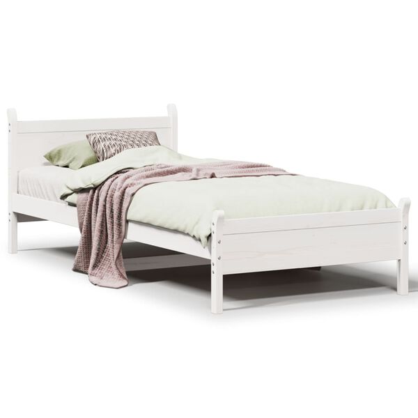 vidaXL Bed Frame without Mattress White 90x190 cm Single Solid Wood Pine