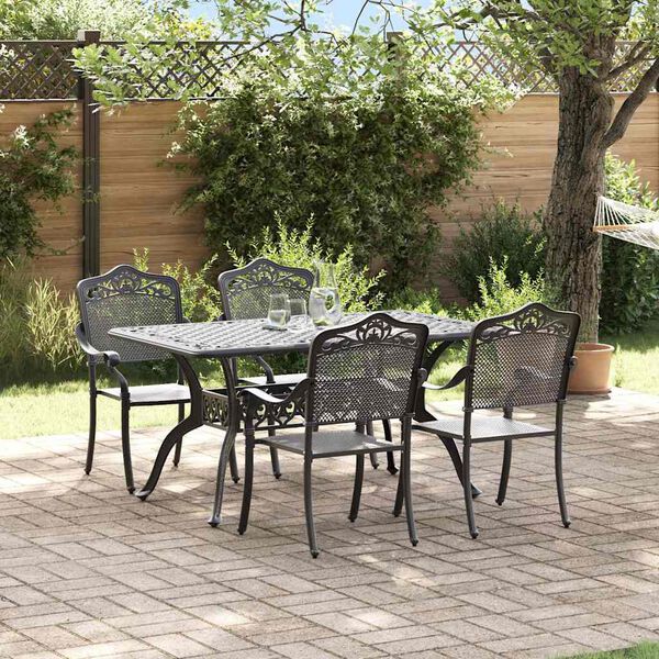 vidaXL Garden Dining Set 5 pcs Black Aluminium