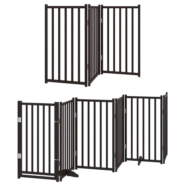 vidaXL Dog Gate with Door Foldable 15 Panels Black 750 cm Poplar Wood