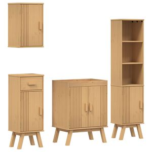 vidaXL Bathroom Furniture Set with Door 4 pcs Brown 114 x 43 x 73.5 cm