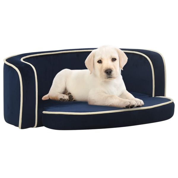 vidaXL Foldable Dog Sofa Blue 73x67x26 cm Plush Washable Cushion