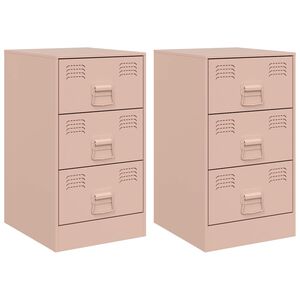 vidaXL Bedside Cabinets 2 pcs Pink 34,5x39x62 cm Steel