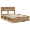 vidaXL Bed Frame with Drawer Artisian Oak 150 x 200 cm Solid Pine Wood