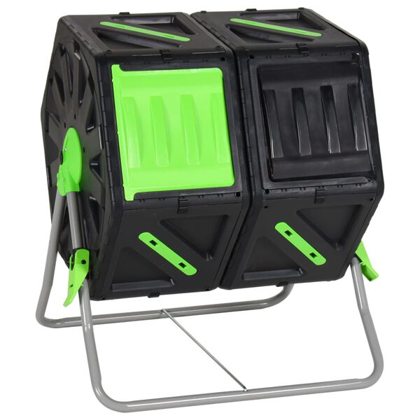 vidaXL Tumbling Composter Dual Chamber 63x60x74 cm 140 L Polypropylene