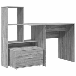 vidaXL Desk Grey Sonoma Engineered Wood 131.5 x 50 x 106.5 cm