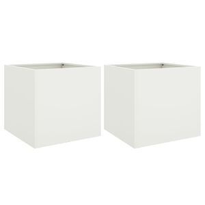 vidaXL Planters 2 pcs White 42x40x39 cm Steel