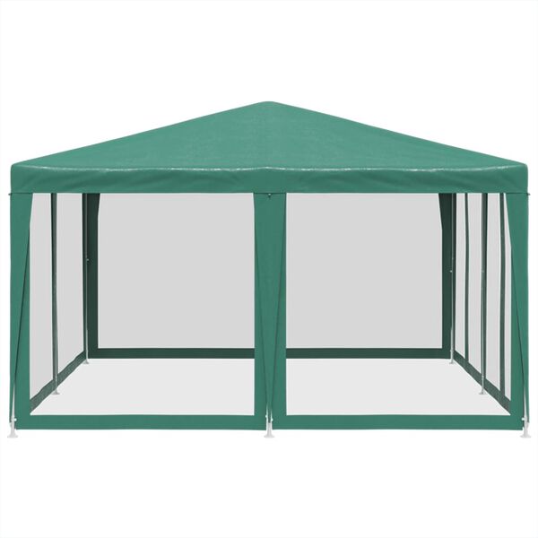 vidaXL Party Tent with 8 Mesh Sidewalls Green 4x4 m HDPE