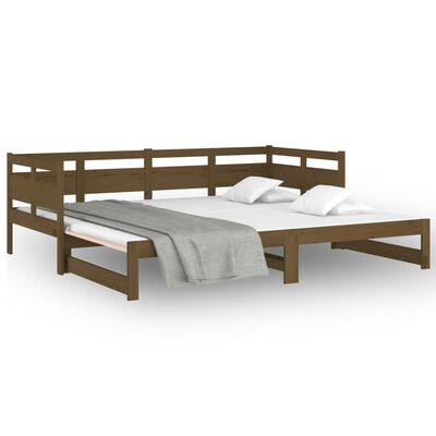 vidaXL Pull-out Day Bed Honey Brown Solid Wood Pine 2x(80x200) cm