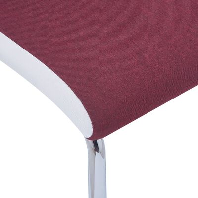 vidaXL Cantilever Dining Chairs 2 pcs Wine Red Fabric