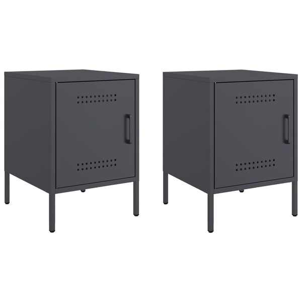 vidaXL Bedside Cabinets 2 pcs Anthracite 36x39x50.5 cm Steel