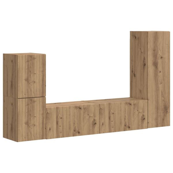 vidaXL TV Cabinet Set Wall-mounted 4 pcs Artisan Oak Engineered Wood