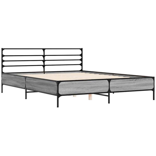 vidaXL Bed Frame without Mattress Grey Sonoma 150x200 cm King Size