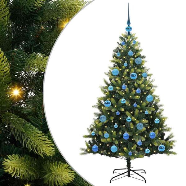 vidaXL Artificial Hinged Christmas Tree 150 LEDs Green 150 cm