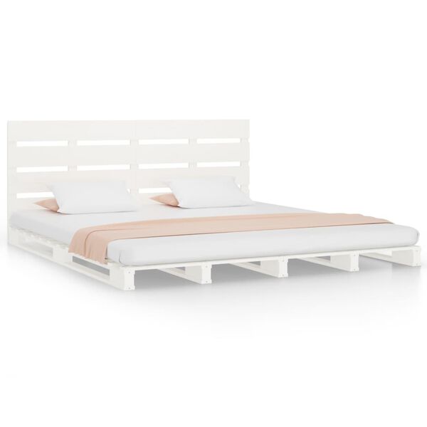 vidaXL Bed Frame without Mattress White 180x200 cm Super King Solid Wood Pine