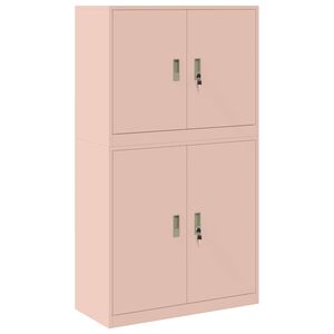 vidaXL Storage Cabinet 2 pcs Pink 90 x 40 x 160 cm Steel Lockable