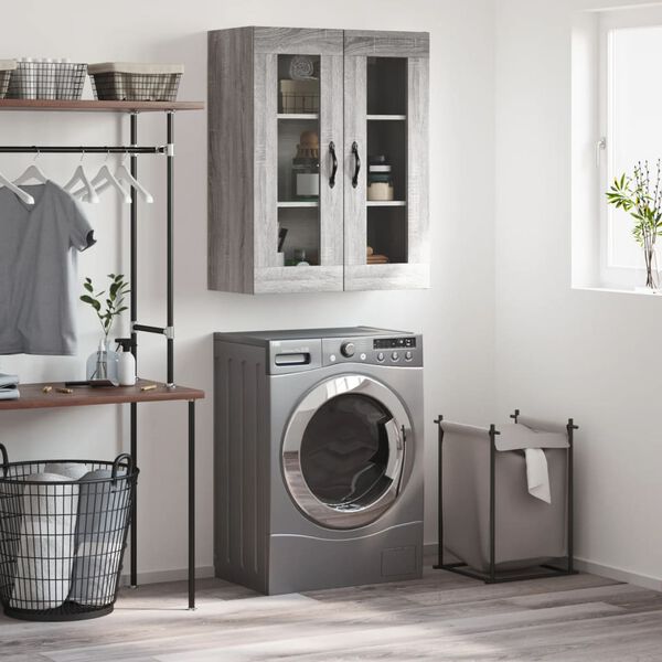 vidaXL Wall Mounted Cabinet Grey Sonoma 69.5x34x90 cm Engineered Wood