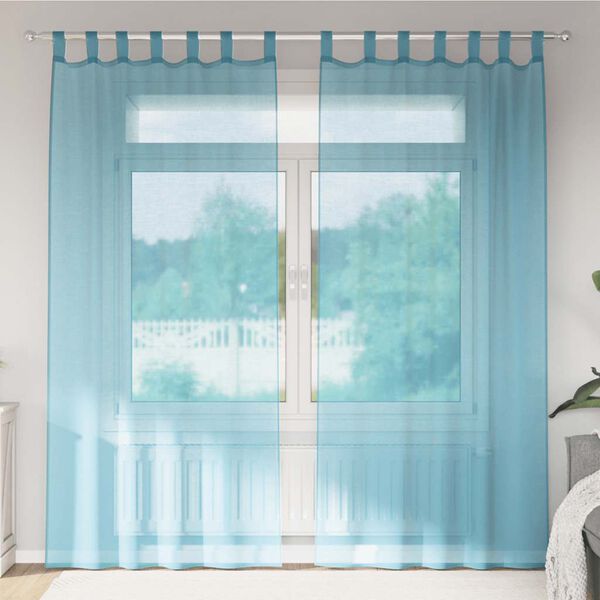 vidaXL Voile Curtains with Loops 2 pcs Turquoise 140x225 cm