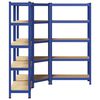 vidaXL 3 Piece 5-Layer Shelves Set Blue Steel&Engineered Wood