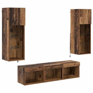 vidaXL TV Wall Units Wall-mounted 5 pcs Black Oak Engineered Wood