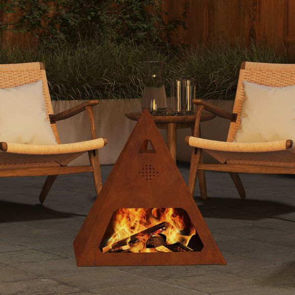 vidaXL Fire Pit Brown 50 x 50 x 51 cm Weathering Steel