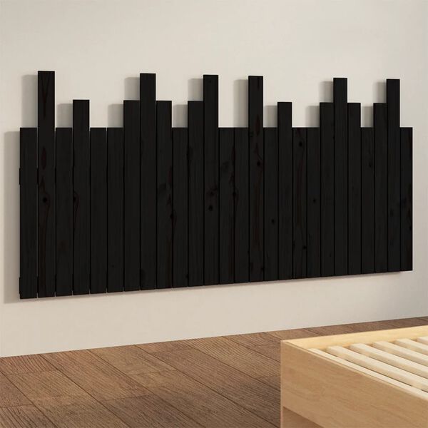 vidaXL Wall Headboard Black 166x3x80 cm Solid Wood Pine