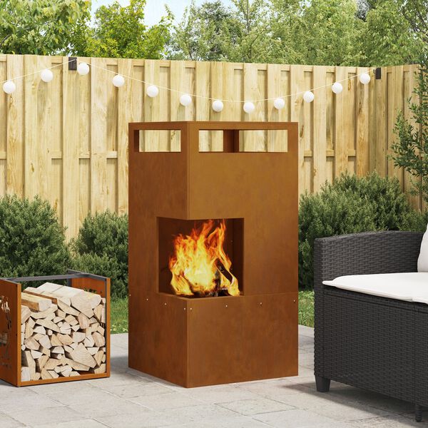 vidaXL Fire Pit Brown 50 x 50 x 100 cm Steel