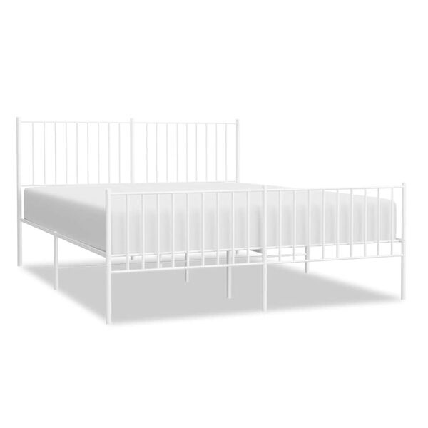 vidaXL Metal Bed Frame without Mattress with Footboard White 160x200cm