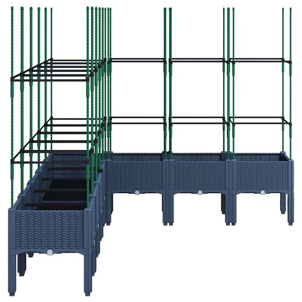 vidaXL Garden Planter with Trellis Blue Grey 200x160x142.5 cm PP