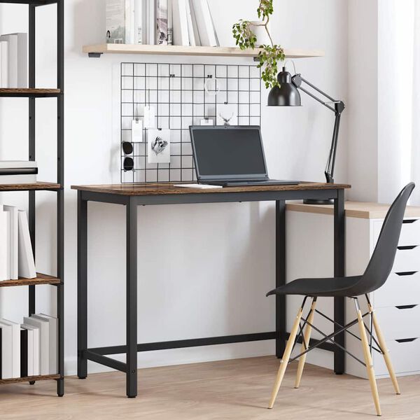 vidaXL Table Smoked Oak 80 x 50 x 76.5 cm Engineered Wood and Steel